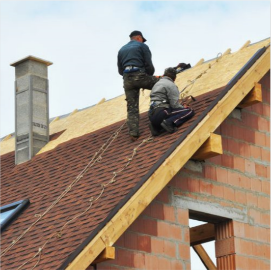 2 men fixing roof