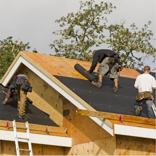 men fixing roof